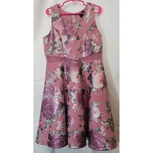 2 Hip Girl's Party Dress Pink Purple Gray Rose Floral SIZE 10